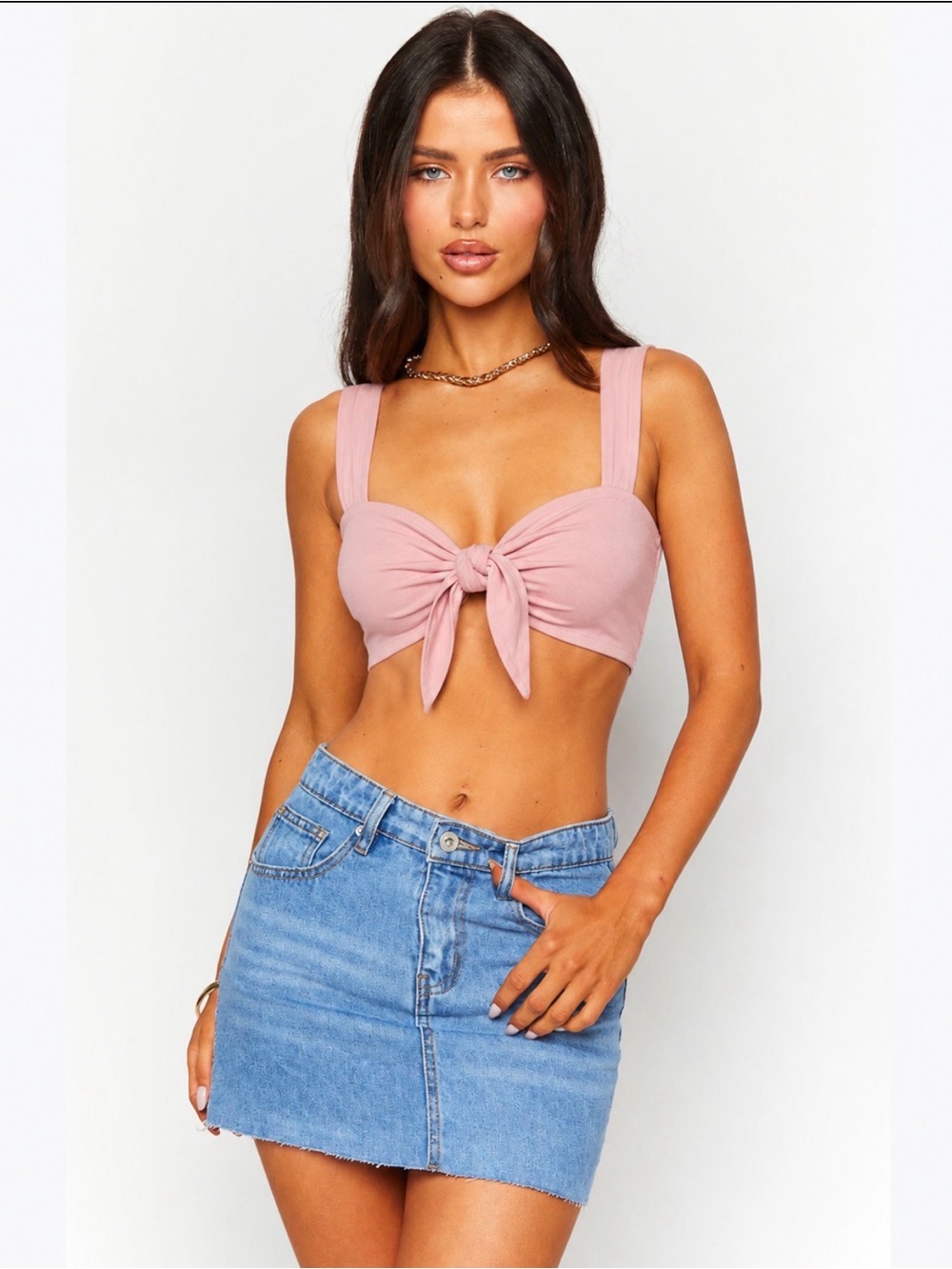Forever 21 Pink Tie Front Crop Top Size S Coquette Y2K
